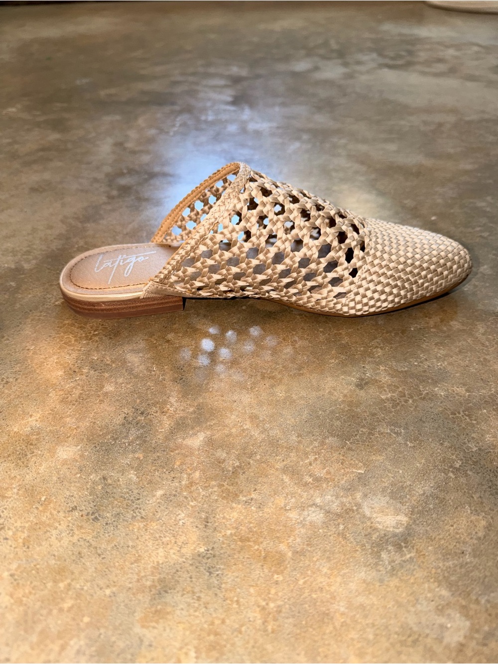 Latigo Woven Leather Mule Slides Tan Pointed Toe Slip On Flats Size 9 NWOT - Picture 5 of 10
